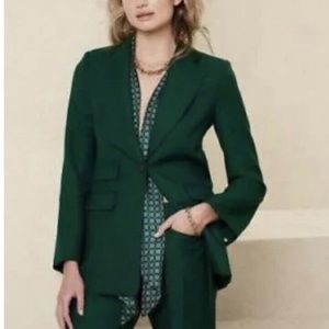 Banana Republic Sculpted-Fit Italian Wool Blazer Emerald Green Size 10
